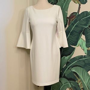 EUC JESSICA H Trumpet Bell Sleeve Dress - Ivory